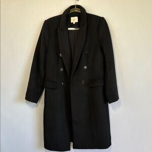 LOFT Black Trench Coat Double-Breasted